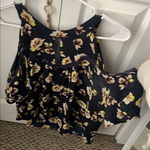 Navy Blue Floral Blouse